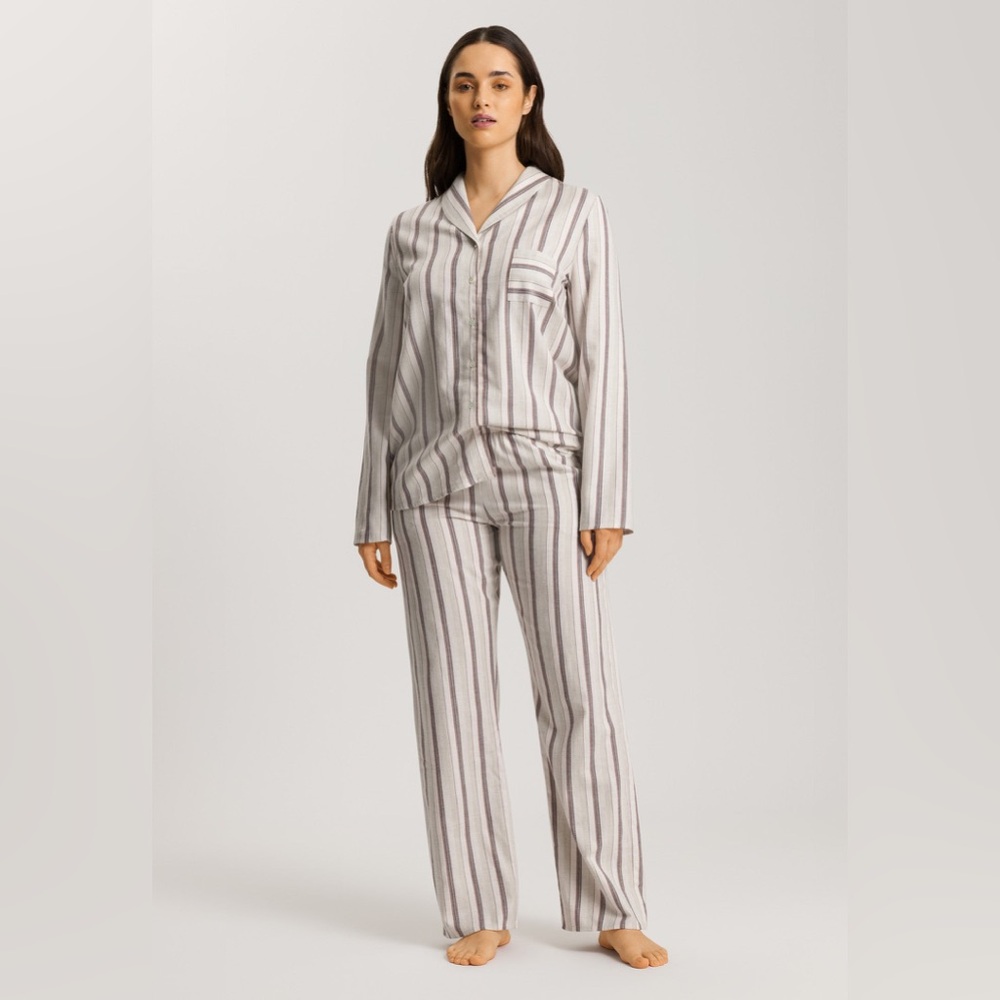 HANRO Cotton Flannel Pajama Pants Neutral Straight Leg Womens XS